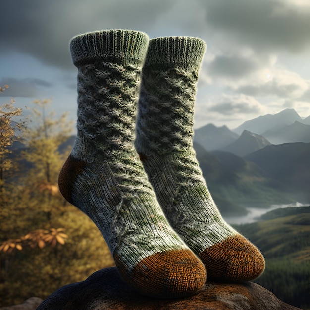 bright knitted wool socks warm clothes without people