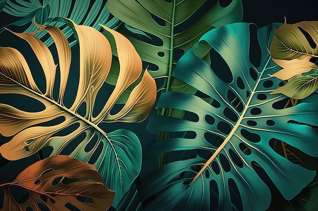 밝은 배경의 밝은 잎엽서 축하 및 포스터용 장식을 위한 아름다운 미니멀리즘 인쇄 Generative AI
