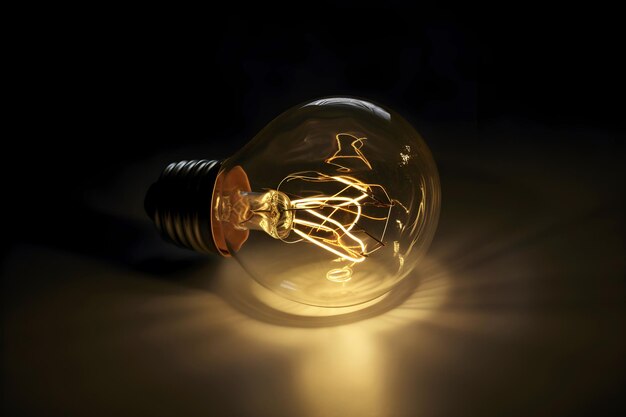 Bright light bulb casting a glow in shadows