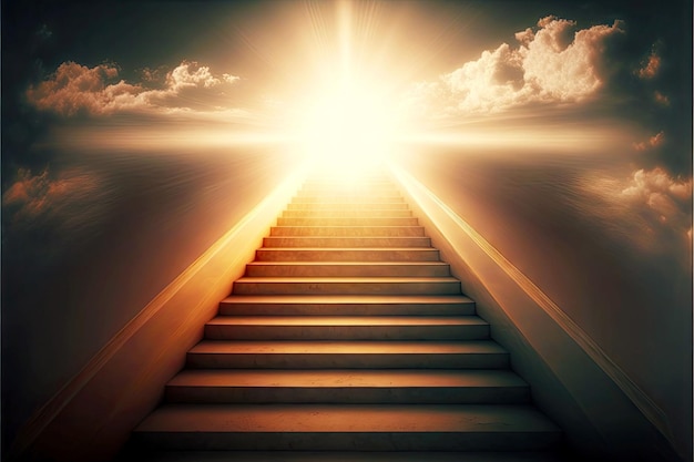 Photo bright light on end of stairway to heaven