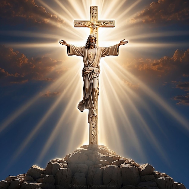 Photo bright light jesus cross