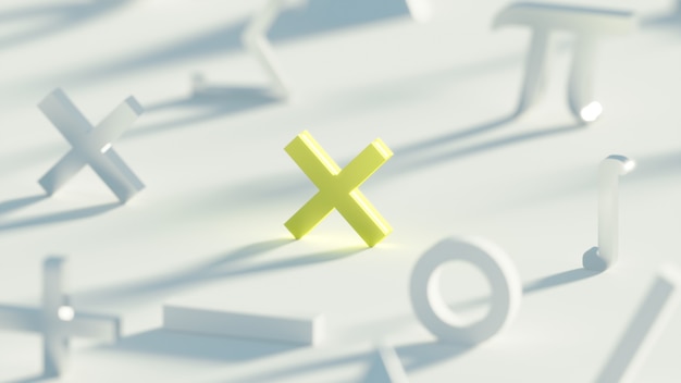 Bright light yellow math cross x symbol