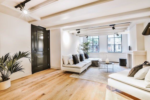 Photo bright living room in a modern luxury house