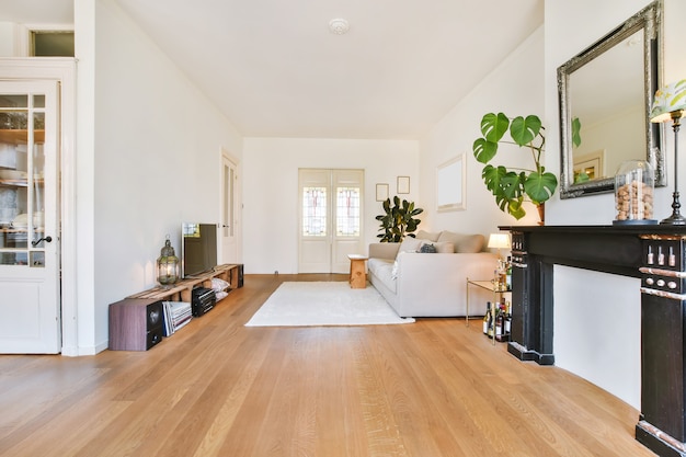 Photo bright living room in a modern luxury house