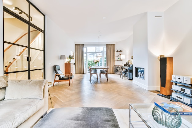 Bright living room in a modern luxury house