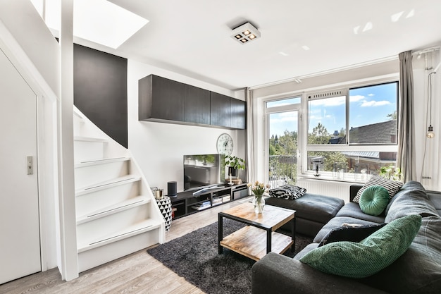 Bright living room in a modern luxury house