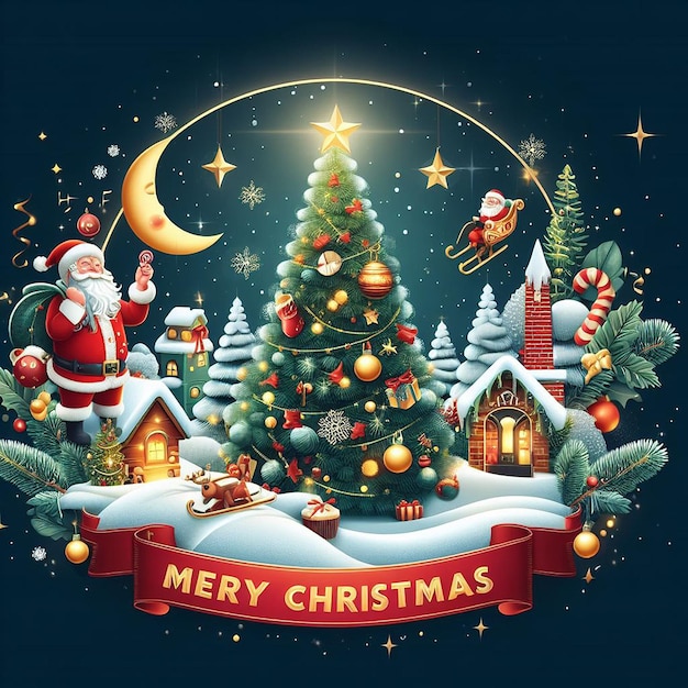 Bright luxurious colorful decorative design for Merry Christmas
