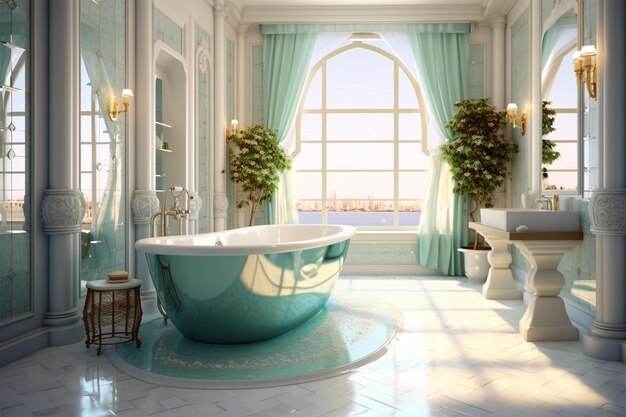 Photo bright luxury bathroom interior