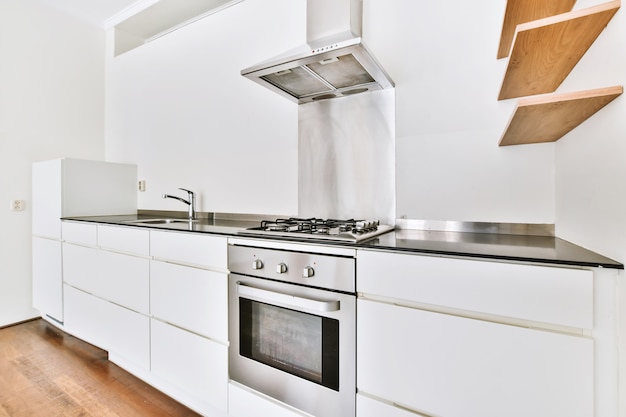 A bright luxury kitchen in an elegant house