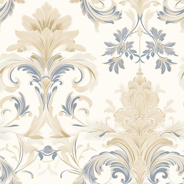 Bright luxury vintage seamless floral damask pattern