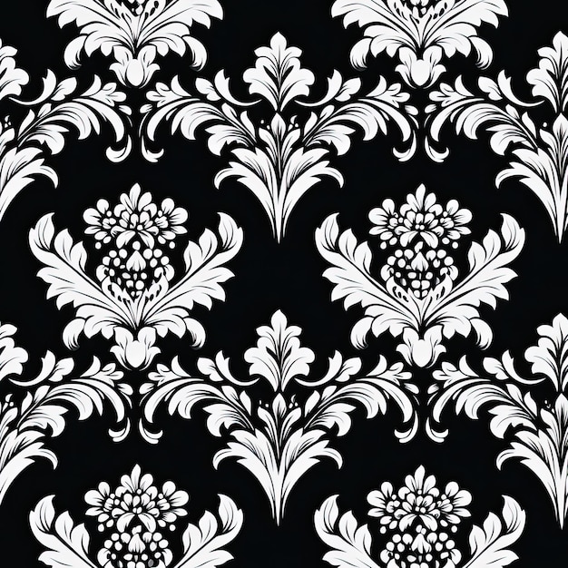 Photo bright luxury vintage seamless floral damask pattern