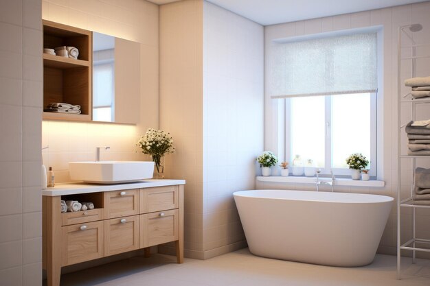 Bright modern Scandinavian style bathroom