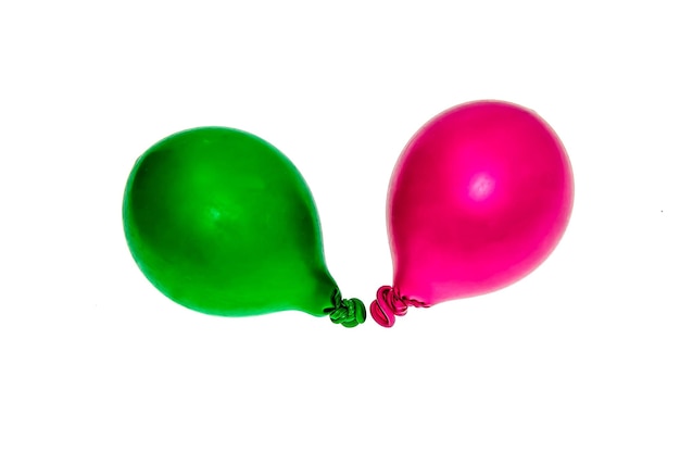 Photo bright multicolored helium balloons on a white background on a white background