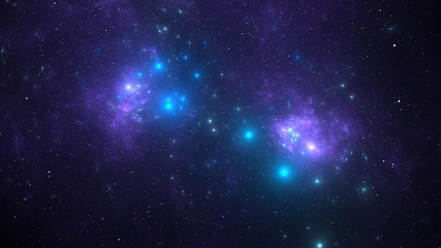 Bright nebulae radiate energy and color across the vast night sky Luminous stars twinkle in deep space creating a mesmerizing celestial tapestry filled with wonder and beauty 3d render