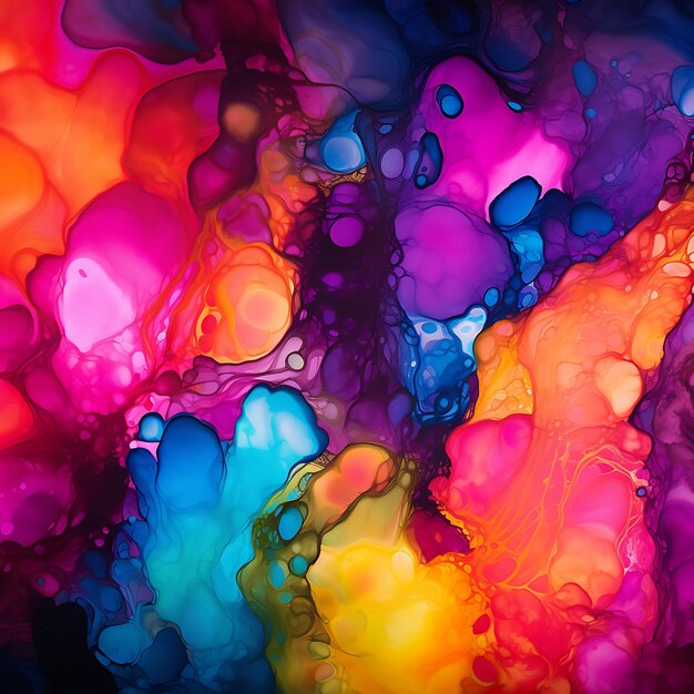 Bright Neon Alcohol Ink Background