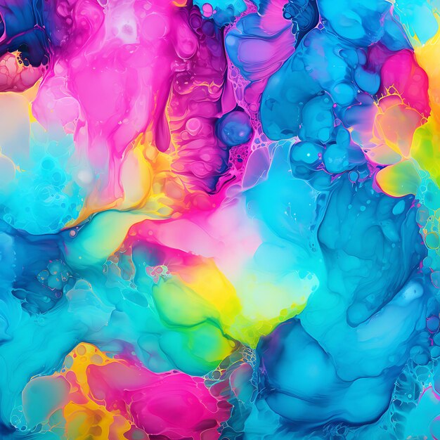 Photo bright neon alcohol ink background