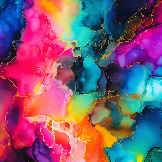 Bright Neon Alcohol Ink Background