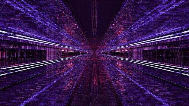 Bright neon brick passage 4K UHD 3D illustration