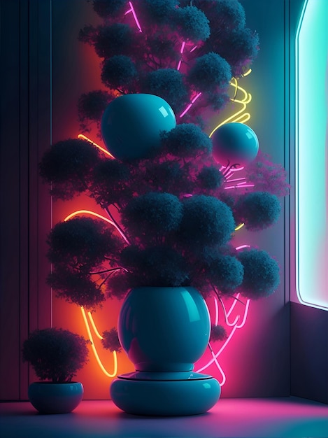 Bright neon colors a vibrant and eye catching element to the design ai generative