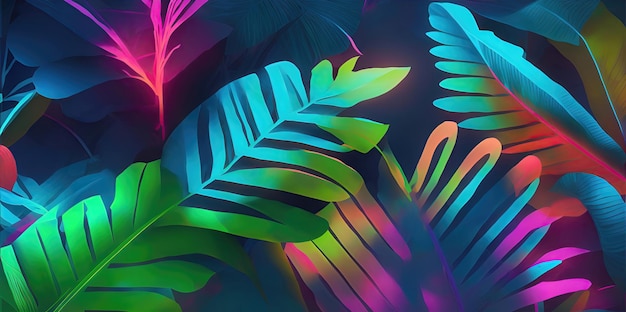 Bright neon leaves as a background