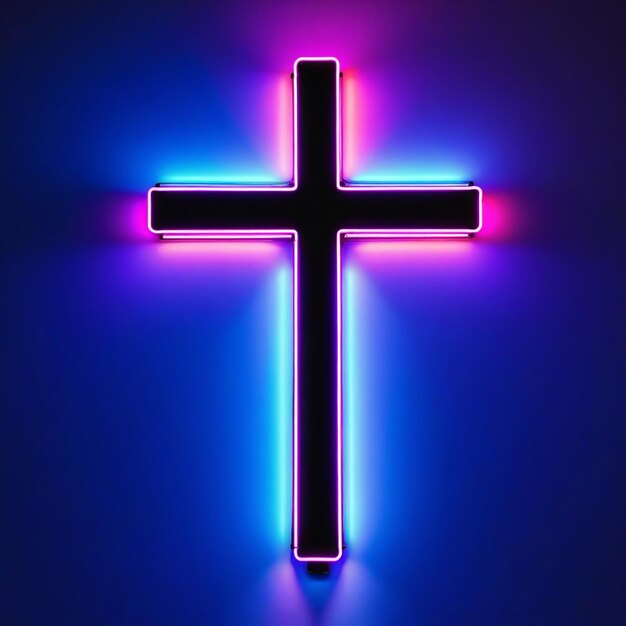 Bright neon light cross