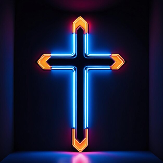 Bright neon light cross