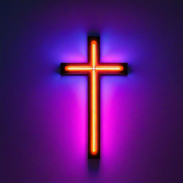 Bright neon light cross