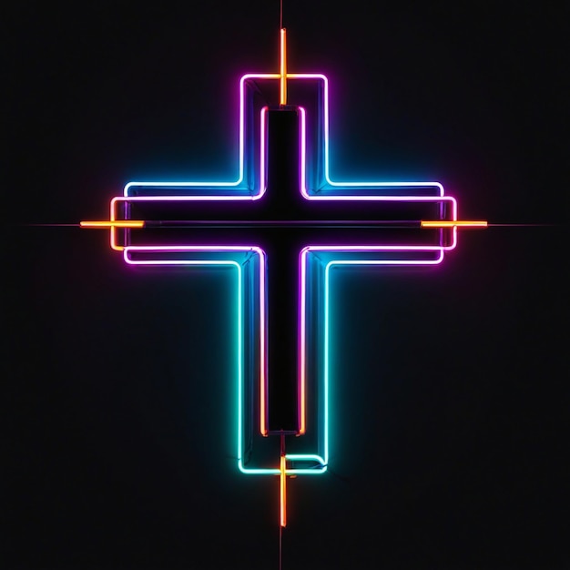 Bright neon light cross