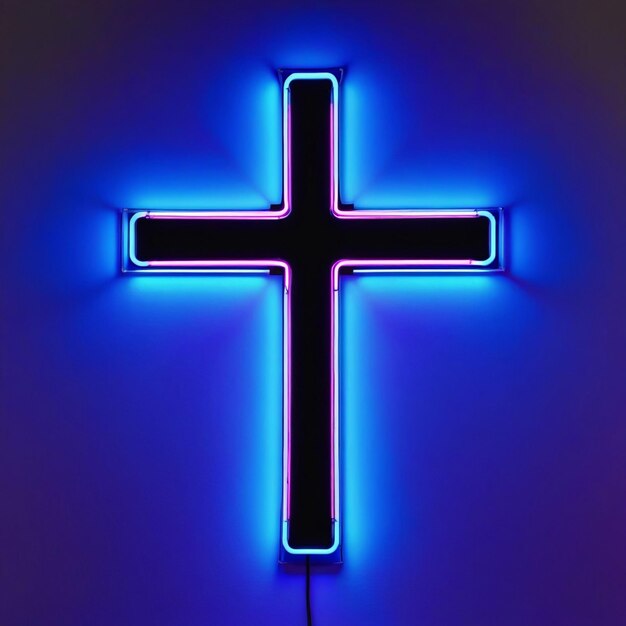 Bright neon light cross