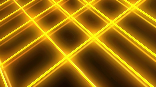 Photo bright neon light yellow background lines glow