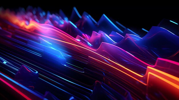 Bright neon lines on a dark background