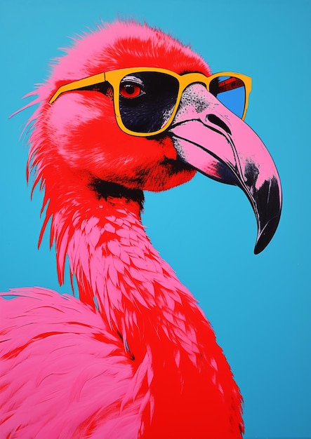 Bright neon pink flamingo