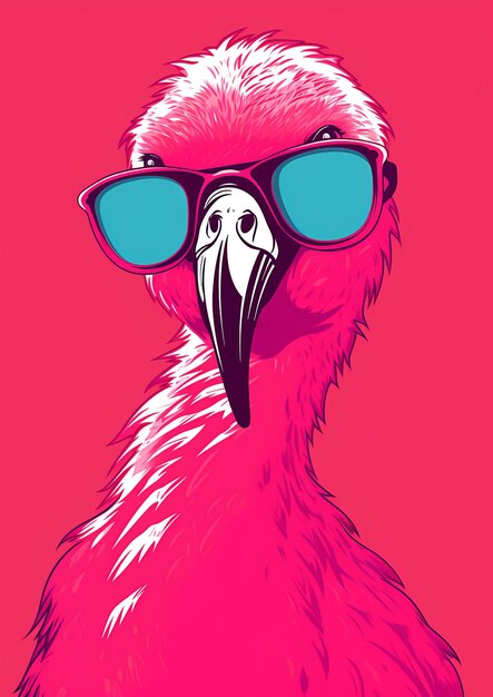 Bright neon pink flamingo