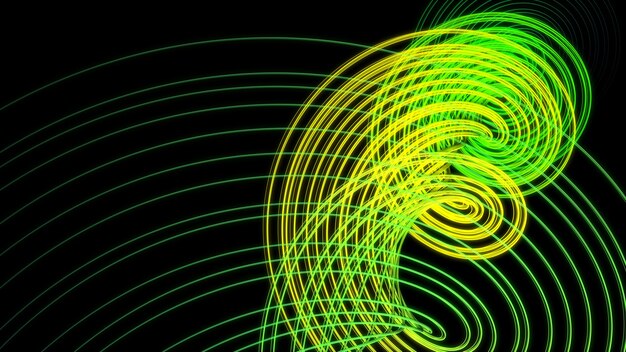 bright neon spiral neon abstract colored background green and yellow rays