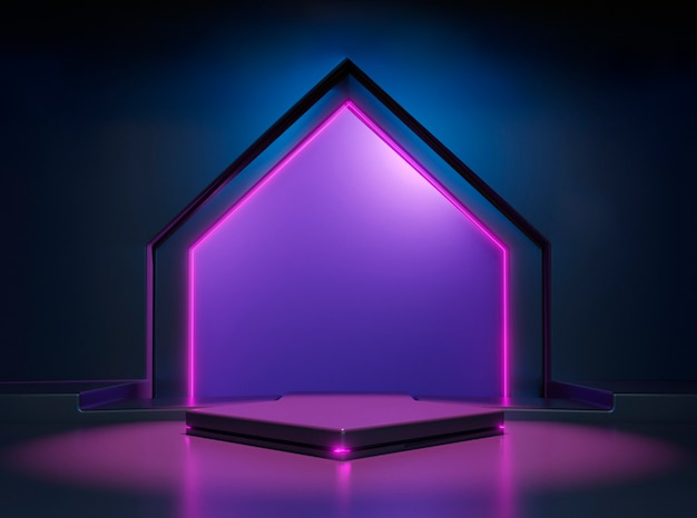 Bright neon three-dimensional podium background