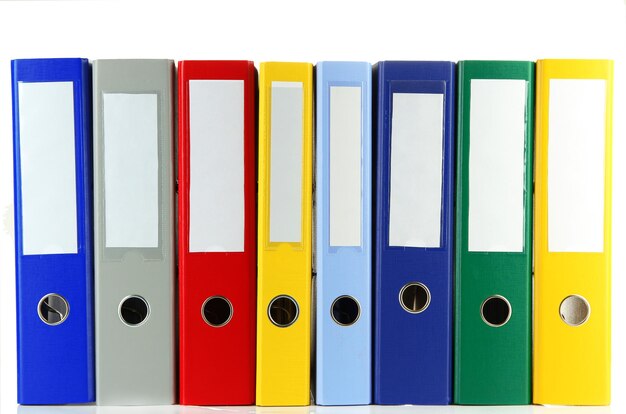 Bright office folders isolated on white