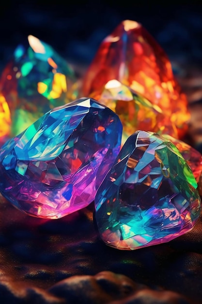 bright opals rainbow rock AI generative