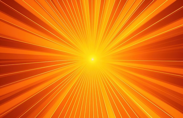 A bright orange background with a sunburst and rays.