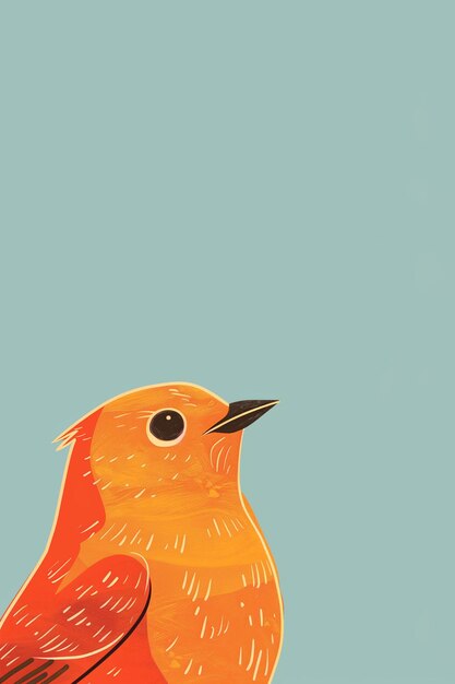 Photo a bright orange bird with a black beak looks upwards generative ai