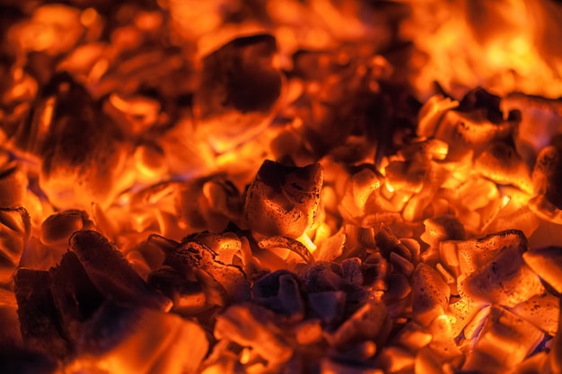 Bright Orange Embers in a wood Stove