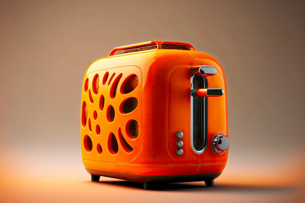 Bright orange toaster for making delicious hot breakfast