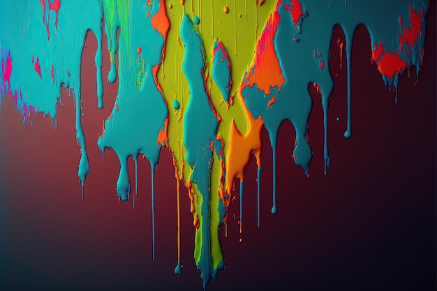 Bright paint dripping down a wall