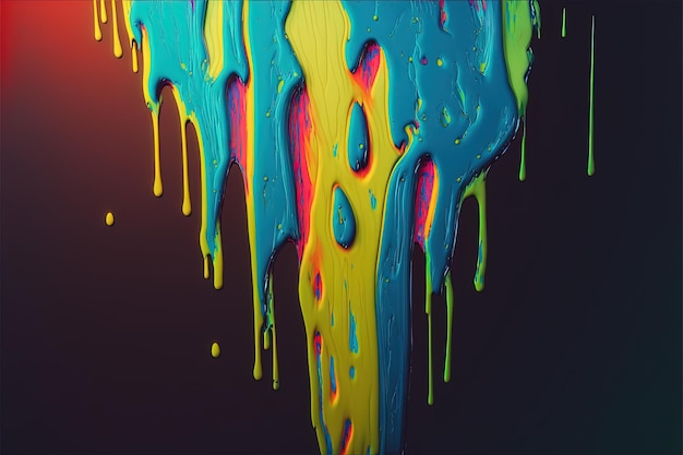 Bright paint dripping down a wall