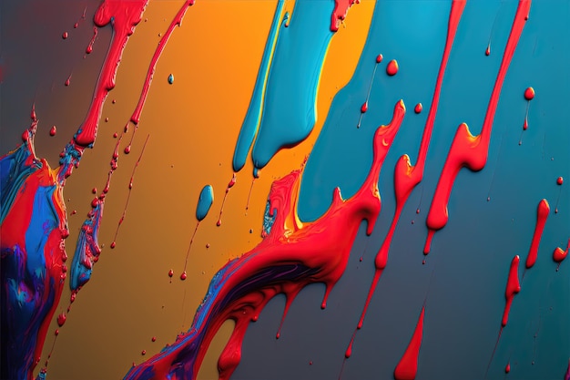 Bright paint dripping down a wall