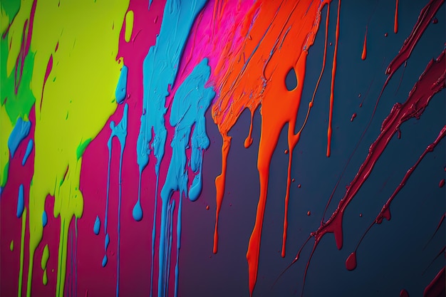 Bright paint dripping down a wall