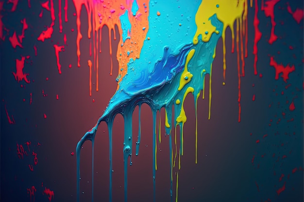 Bright paint dripping down a wall