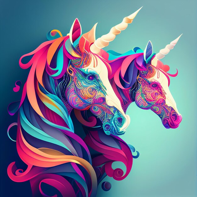 Bright painting unicorn forest magical