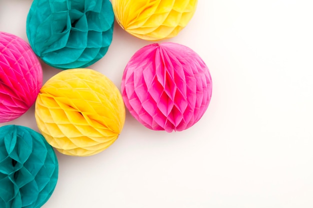 Bright party honeycomb pom pom decorations