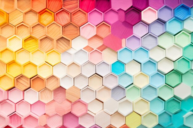 Bright Pastel Paper Hexagon Mosaic