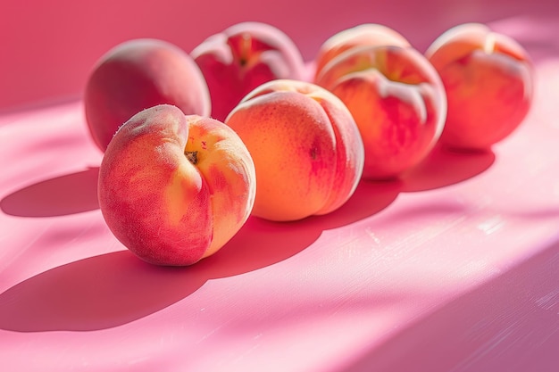 Bright peaches on a bright peach background